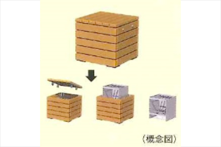 スツール兼用非常用炊き出しかまどの概念図