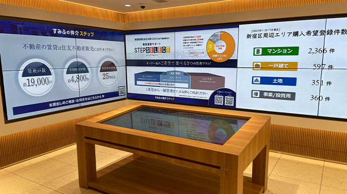 シティテラス今福鶴見の店頭パネル＆デジタルサイネージ
